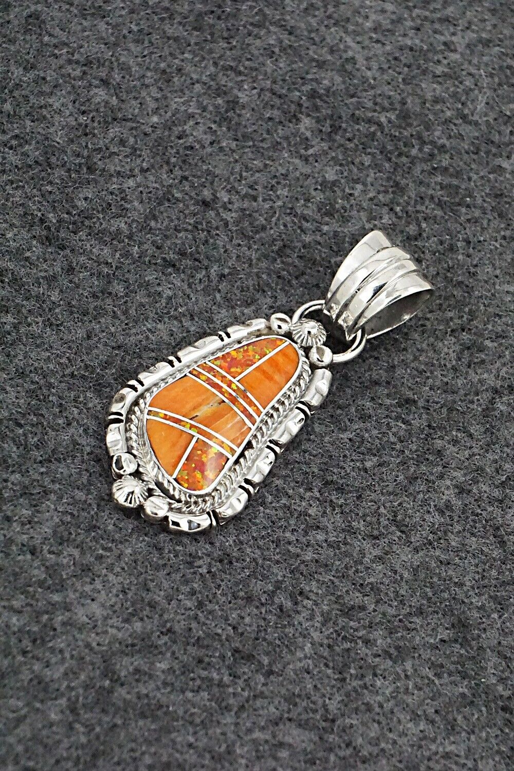 Spiny Oyster, Opalite & Sterling Silver Pendant - James Manygoats