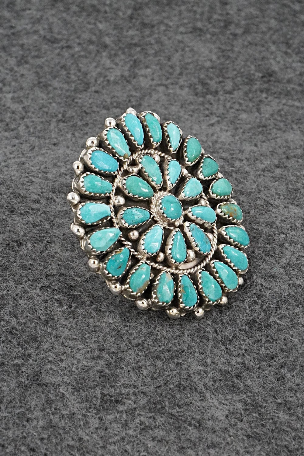 Turquoise & Sterling Silver Ring - Eunise Wilson - Size Adj.