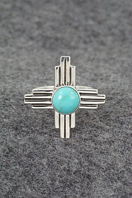Turquoise and Sterling Silver Ring - Raymond Coriz - Size 7