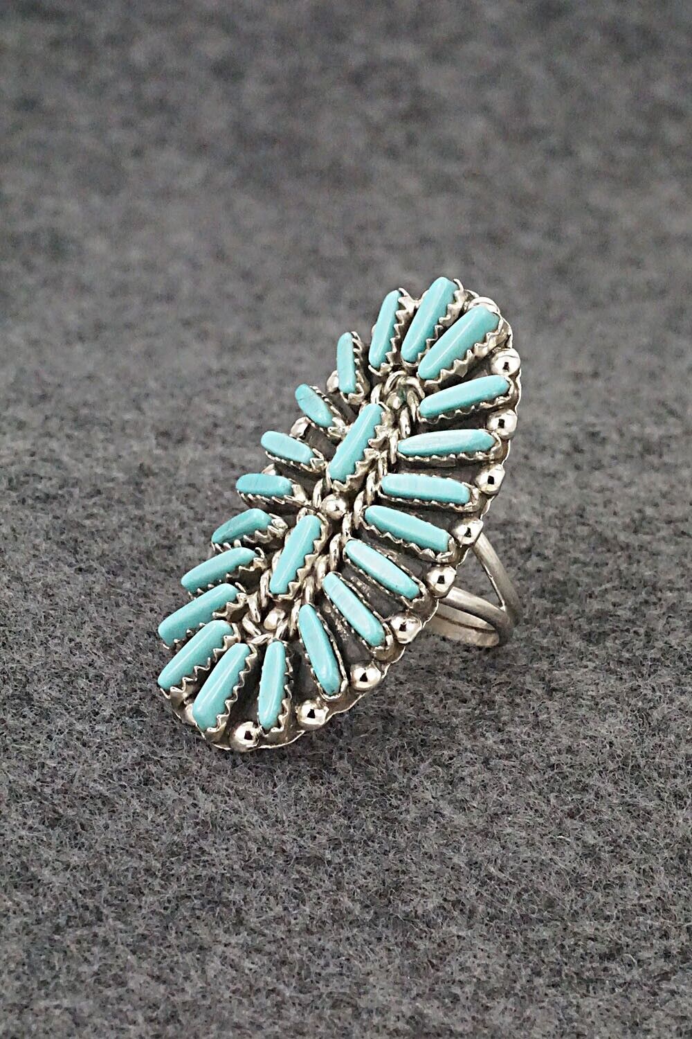 Turquoise & Sterling Silver Ring - Charlie John - Size 8