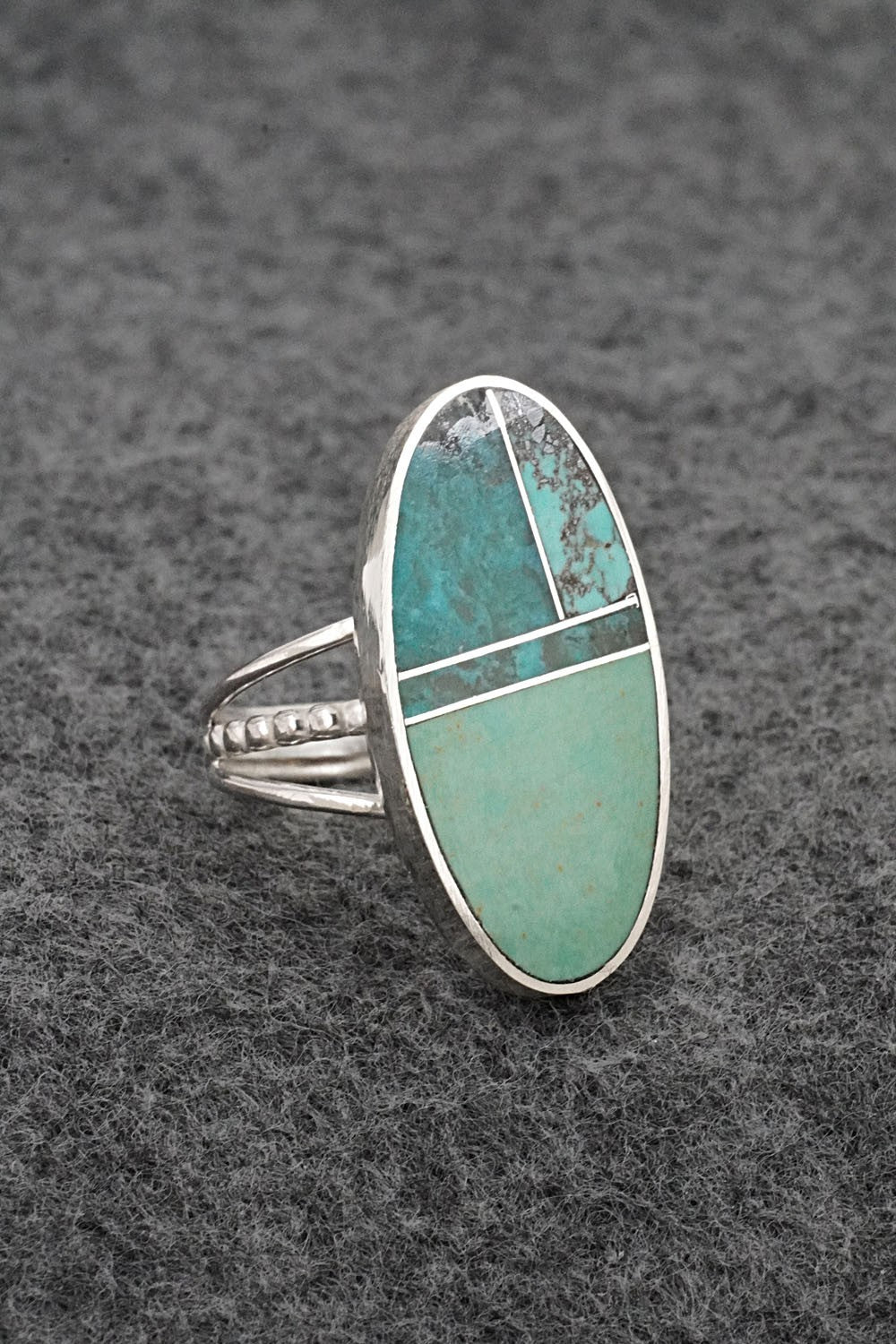 Turquoise & Sterling Silver Ring - Harold Smith - Size 7.5