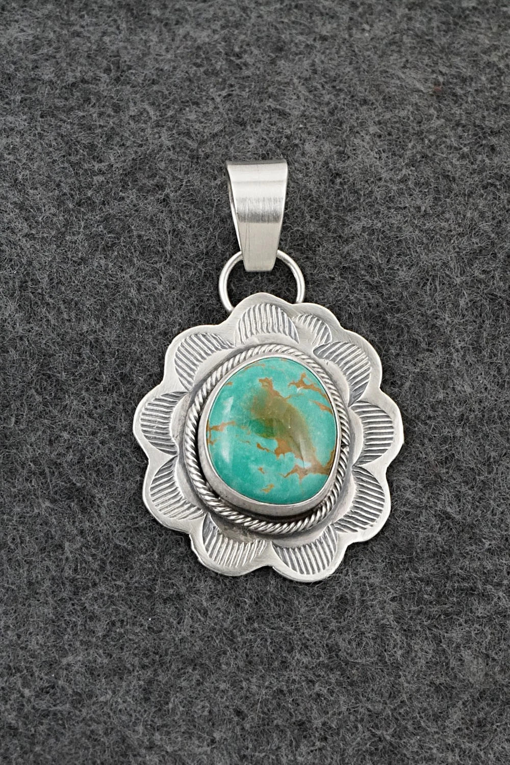 Turquoise & Sterling Silver Pendant - Cordell Platero