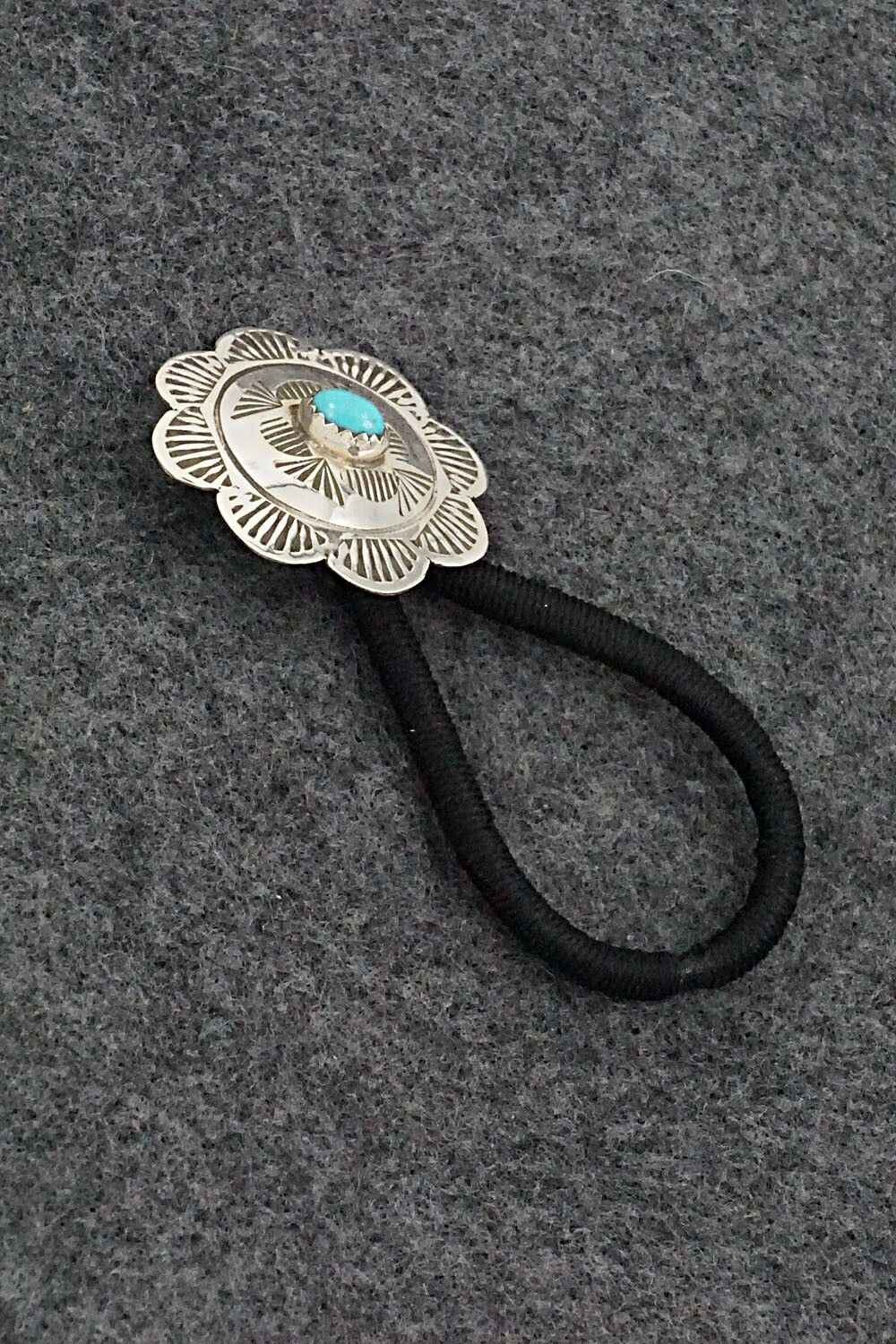 Turquoise & Sterling Silver Hair Tie - Bertha Begay