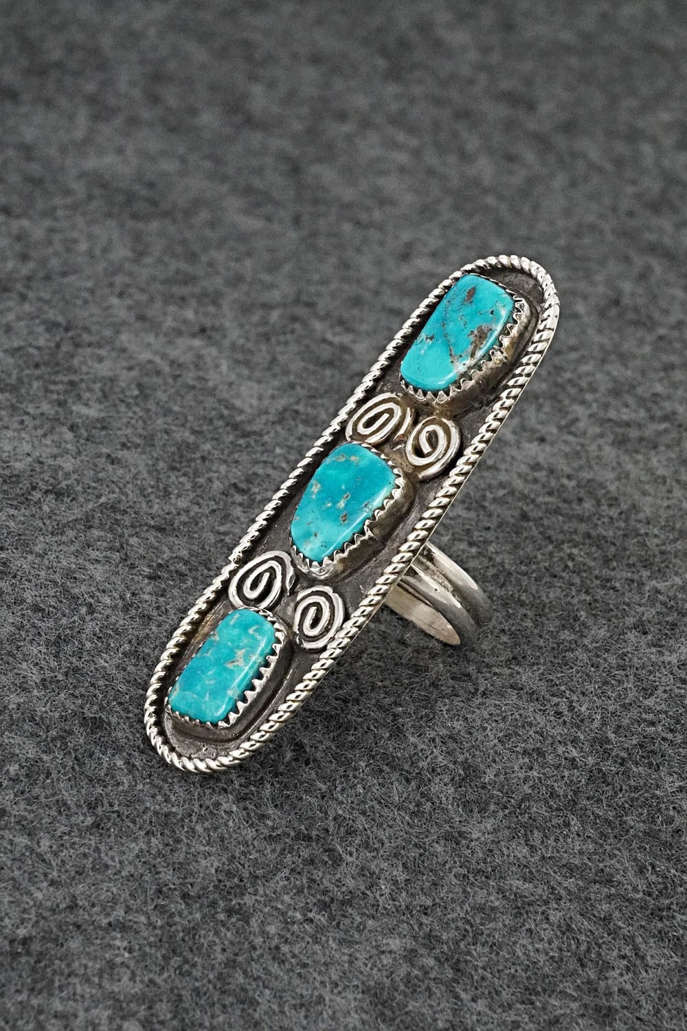 Turquoise & Sterling Silver Ring - Priscilla Reeder - Size 7.5