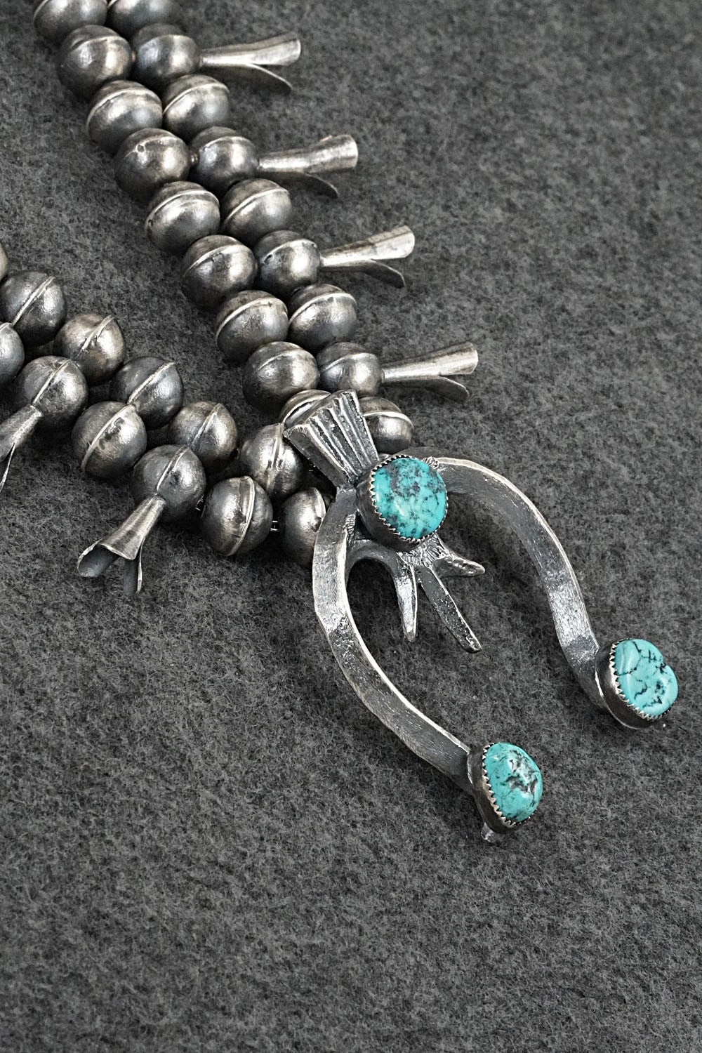 Turquoise & Sterling Silver Squash Blossom Set - Gilbert Martin