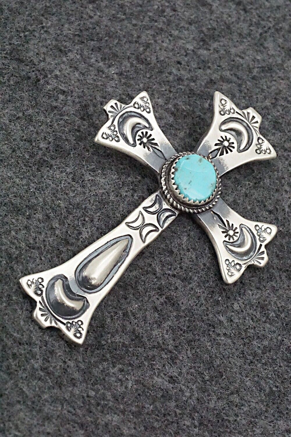Turquoise and Sterling Silver Pendant - Valerie Cayantineto