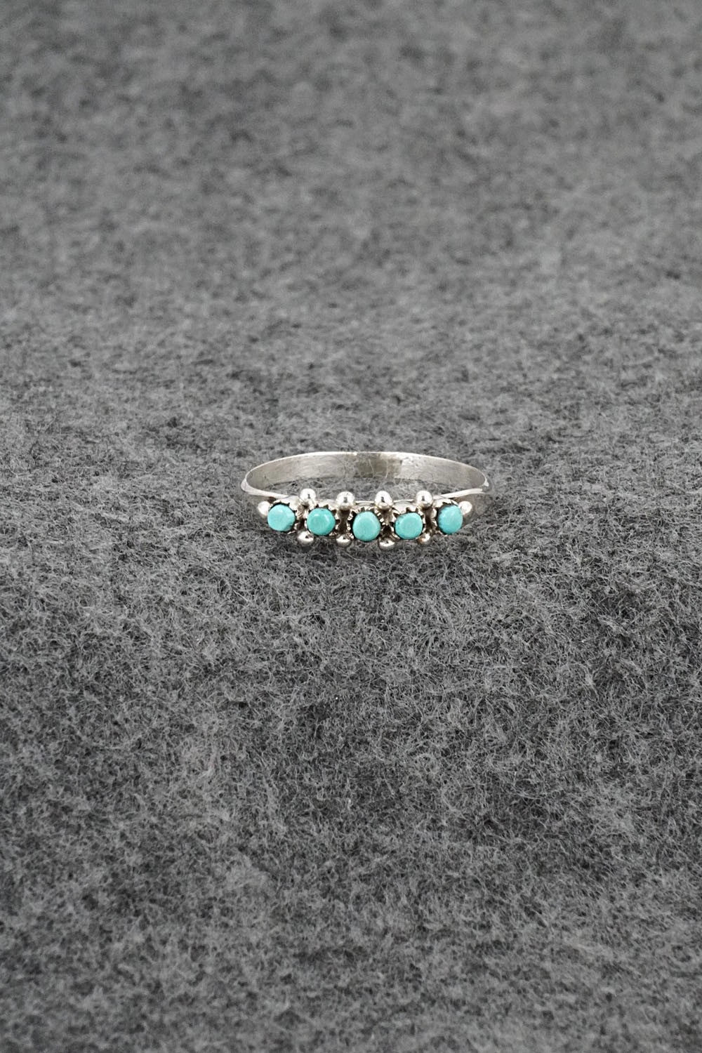 Turquoise & Sterling Silver Ring - April Haloo - Size 8.5