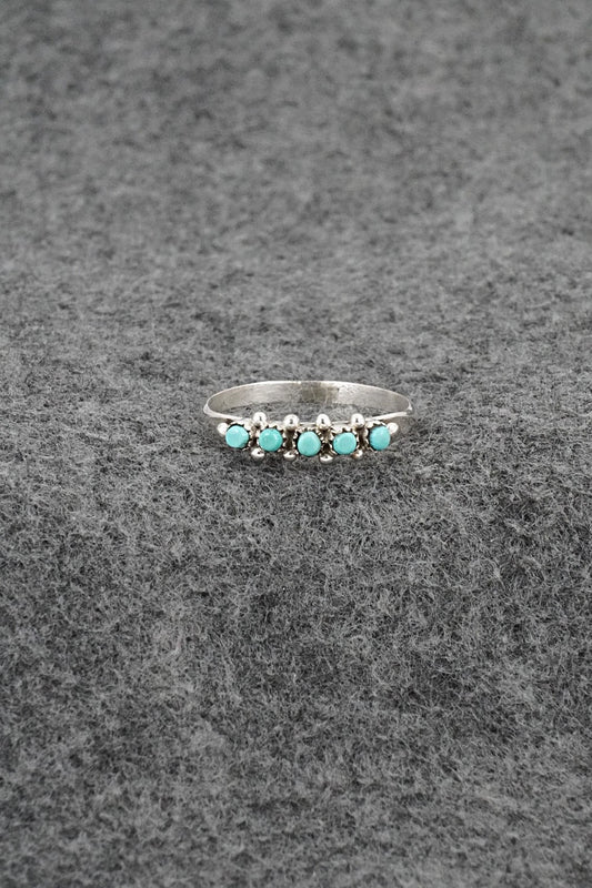 Turquoise & Sterling Silver Ring - April Haloo - Size 8.5
