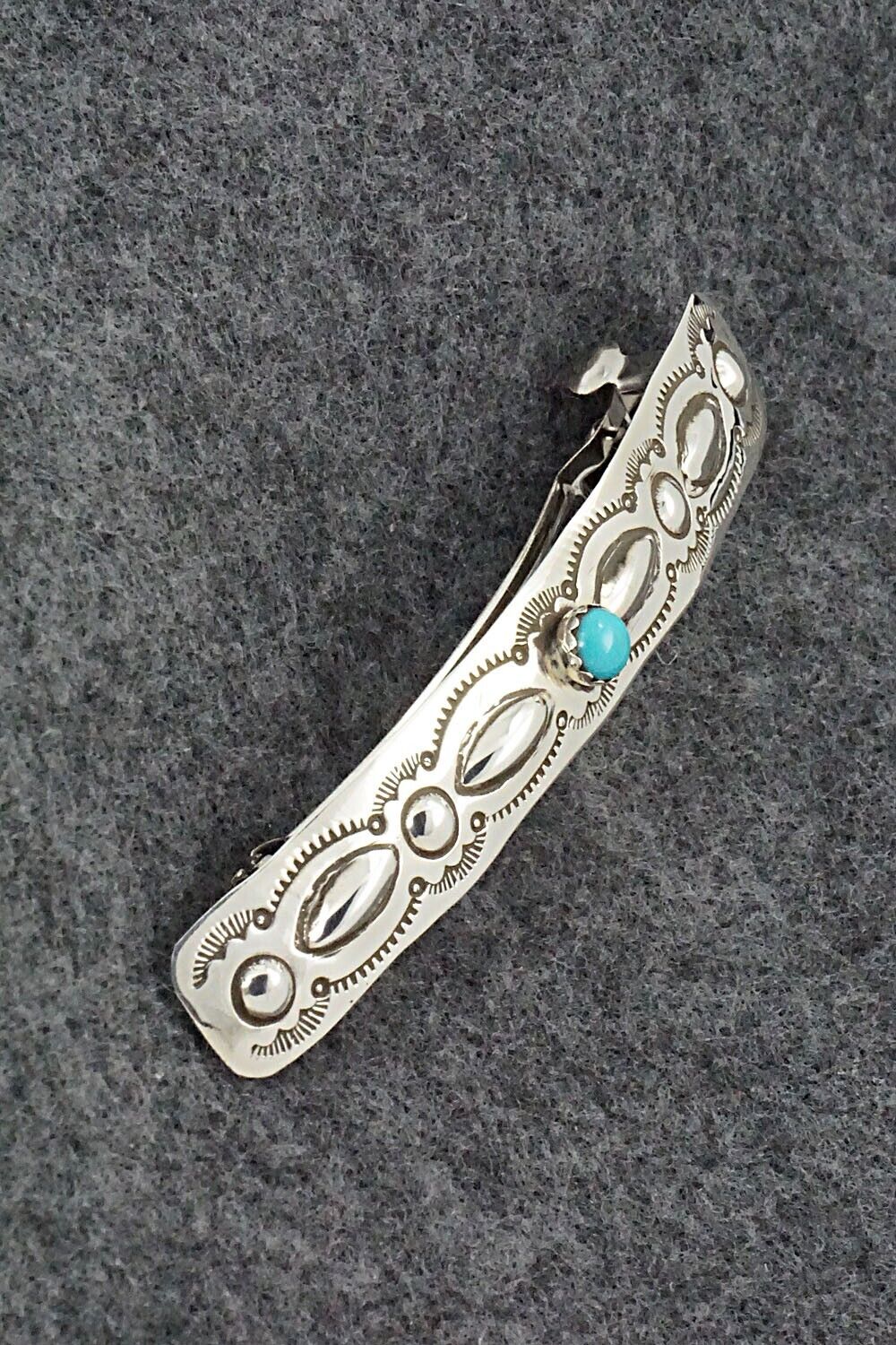 Turquoise & Sterling Silver Hair Barrette - Jennie Blackgoat