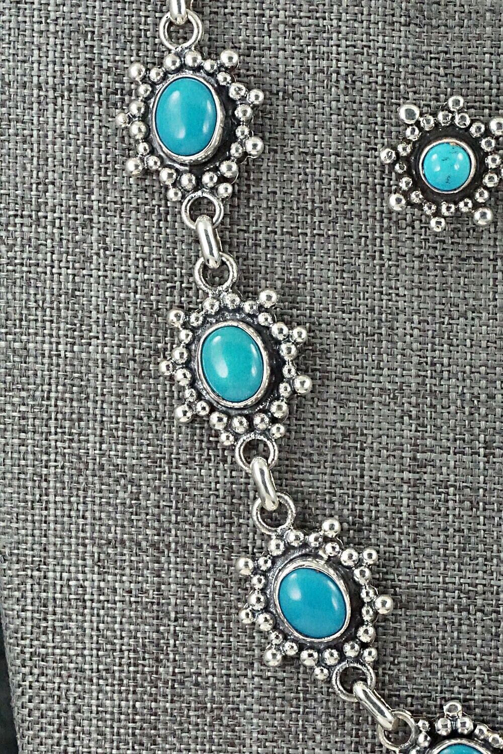 Turquoise & Sterling Silver Necklace and Earrings Set - Roie Jaque