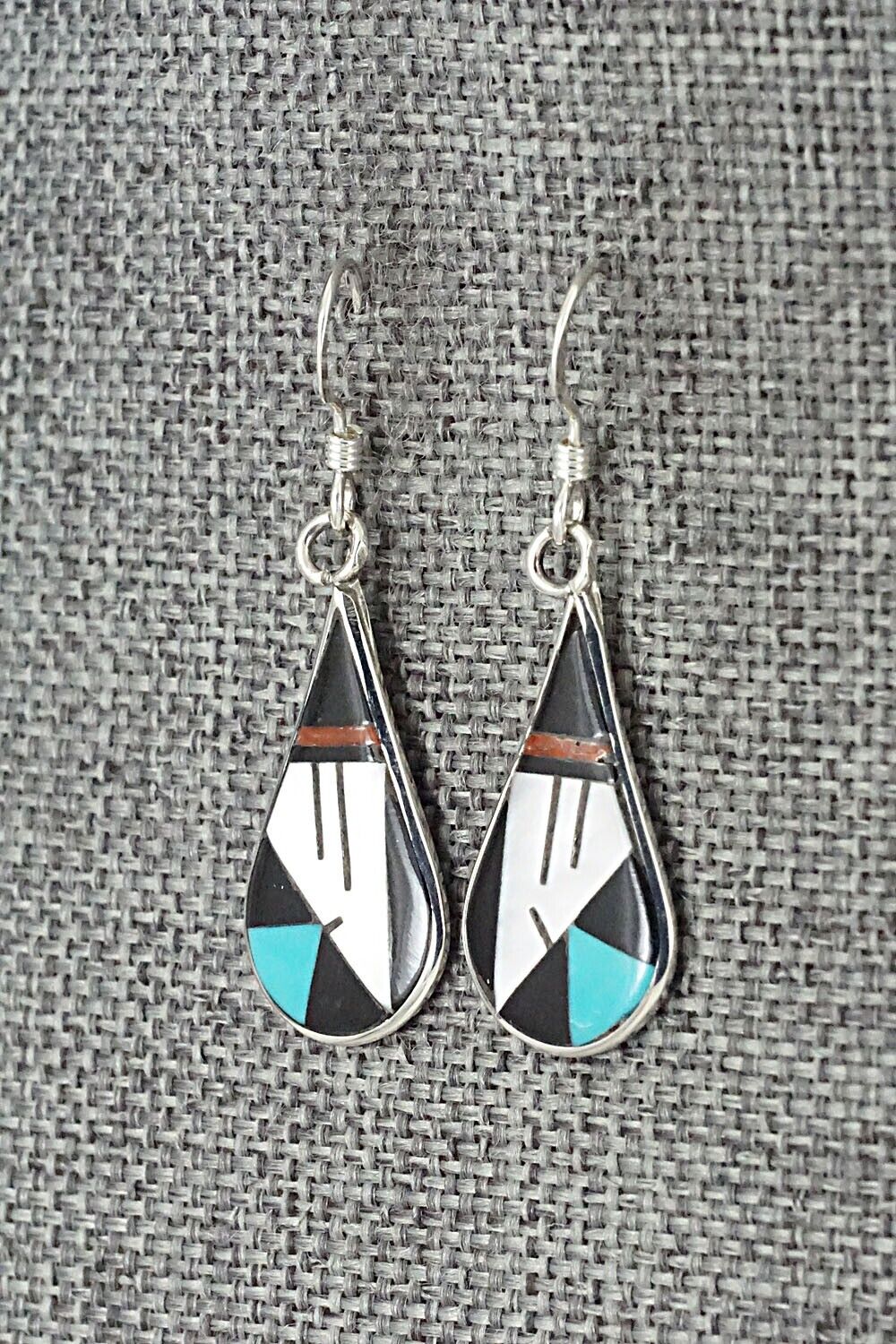 Multi Stone & Sterling Silver Inlay Earrings - Rhianna Kallestewa