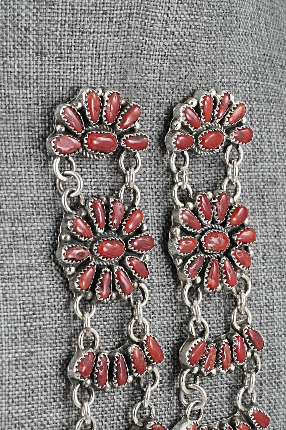 Coral & Sterling Silver Earrings - Justina Wilson