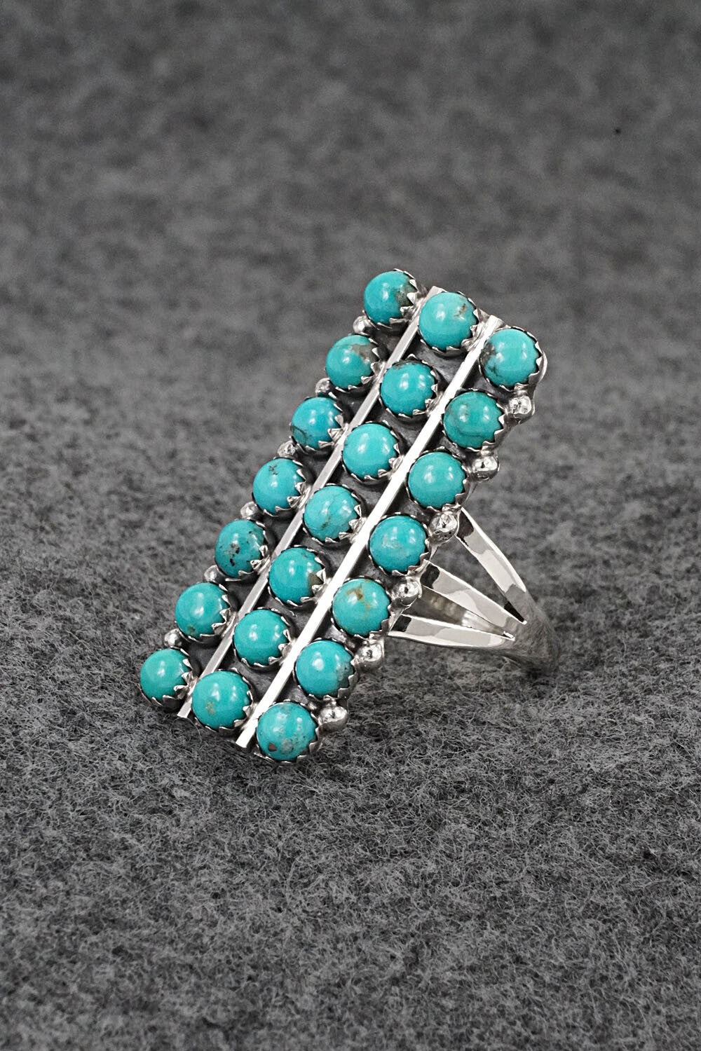 Turquoise & Sterling Silver Ring - Kenny Lonjose - Size 10