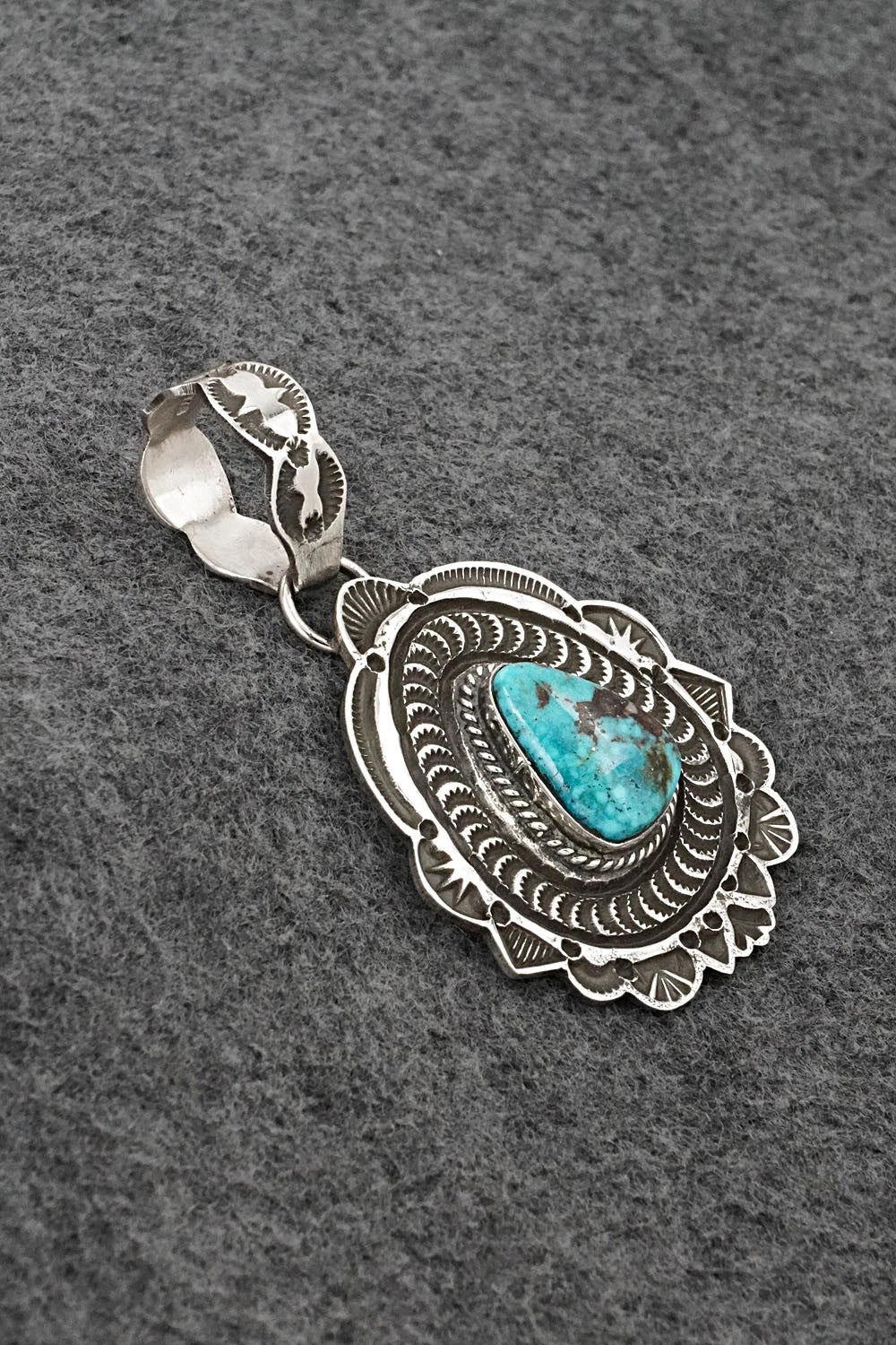 Turquoise & Sterling Silver Pendant - Leonard Maloney