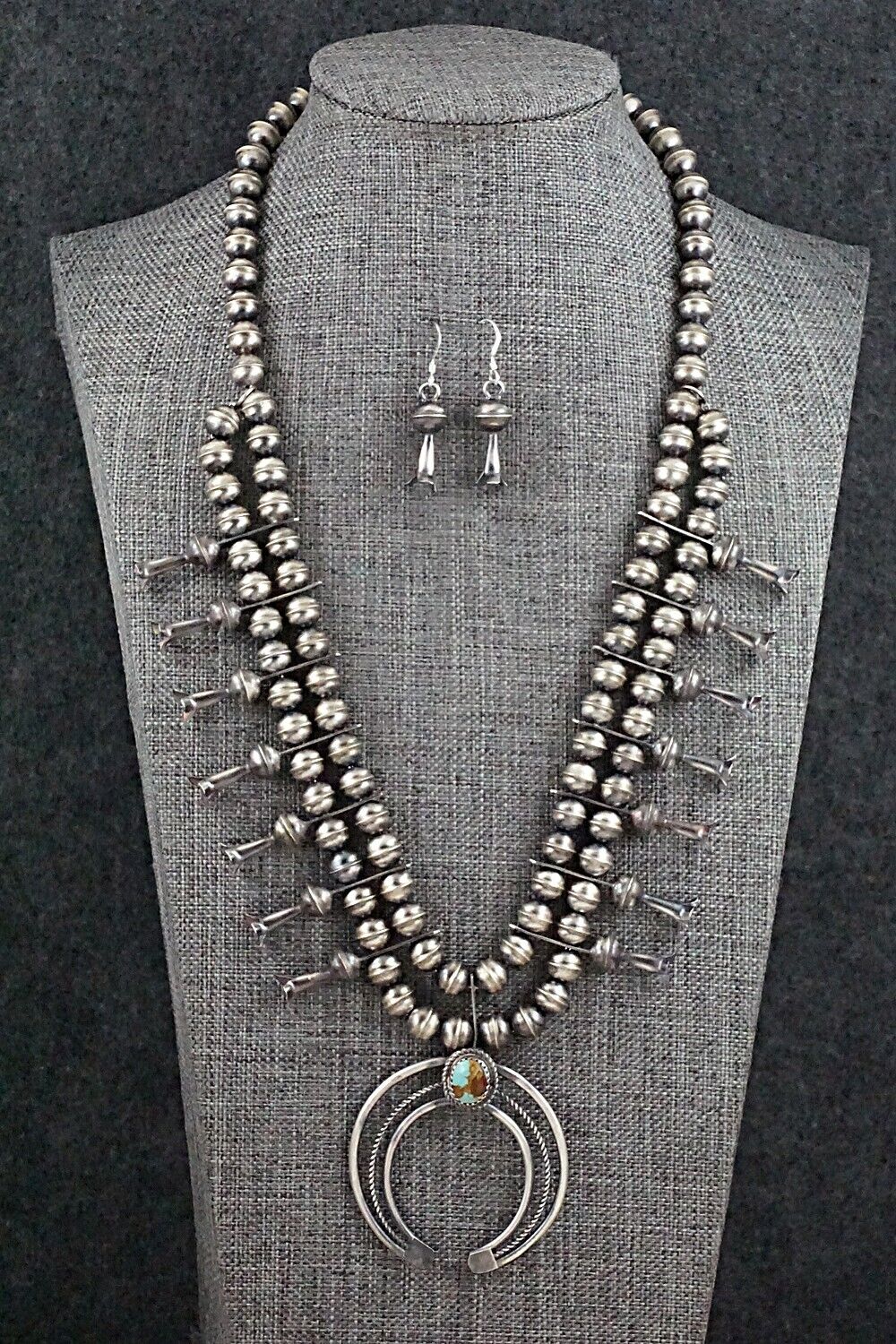 Turquoise & Sterling Silver Squash Blossom Set - Phil Garcia