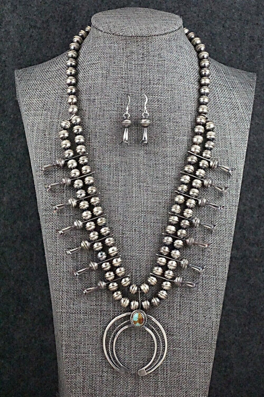 Turquoise & Sterling Silver Squash Blossom Set - Phil Garcia