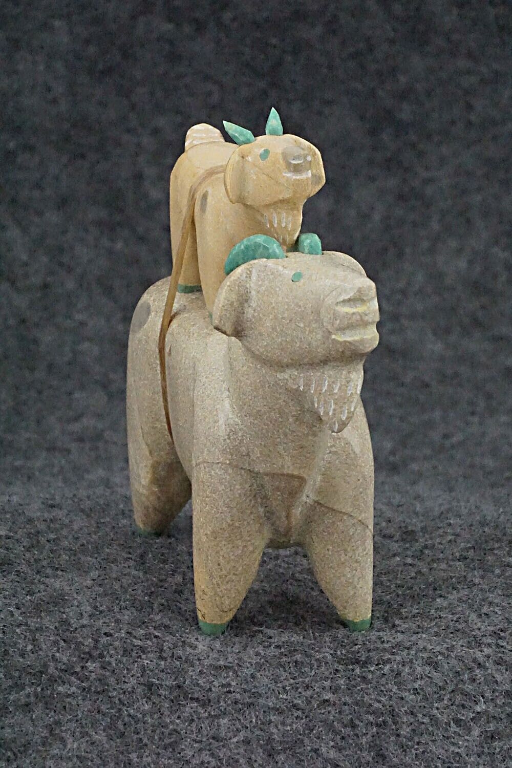 Goat with Kid Zuni Fetish Carving - Enrike Leekya