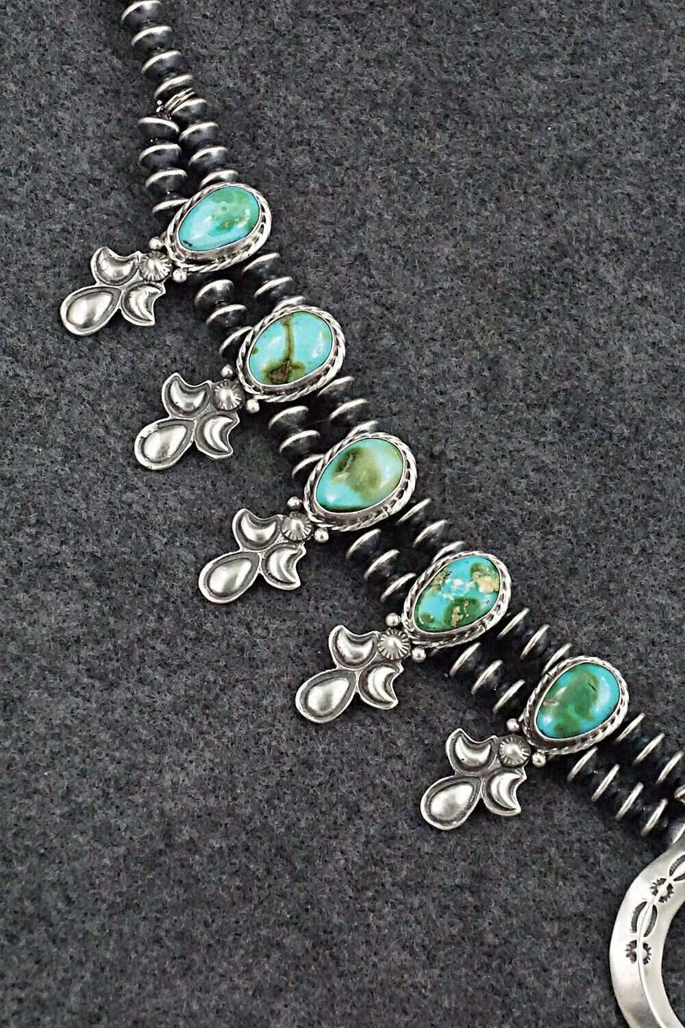Turquoise & Sterling Silver Squash Blossom Set - Adrienne Gordon