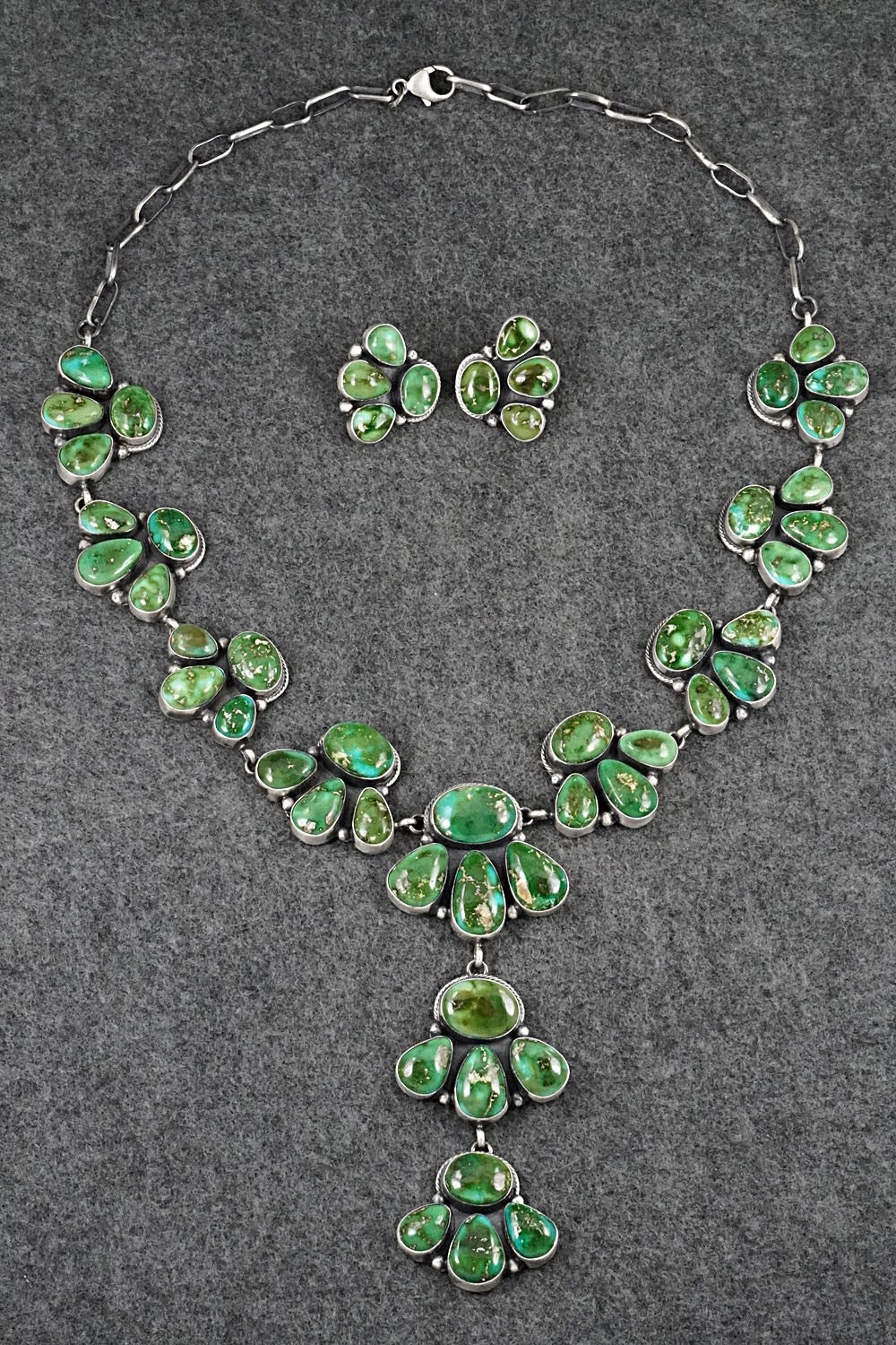 Turquoise & Sterling Silver Necklace and Earrings Set - Kathleen Livingston