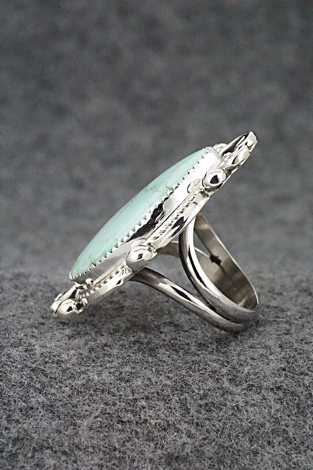 Turquoise & Sterling Silver Ring - Leslie Nez - Size 9