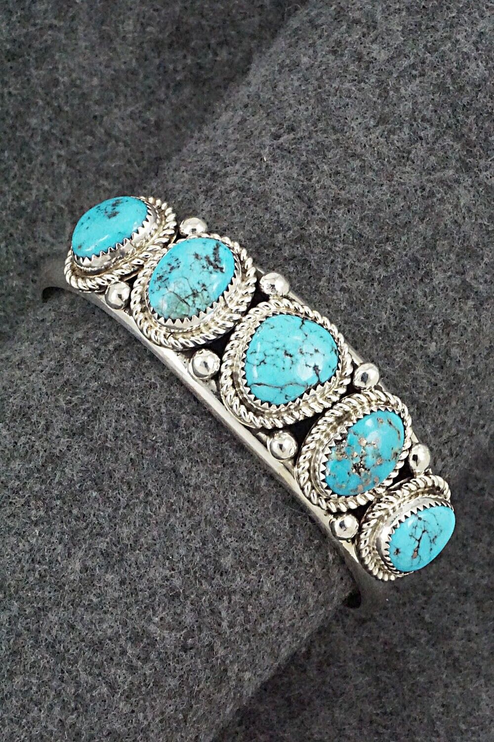 Turquoise & Sterling Silver Bracelet - Leslie Nez