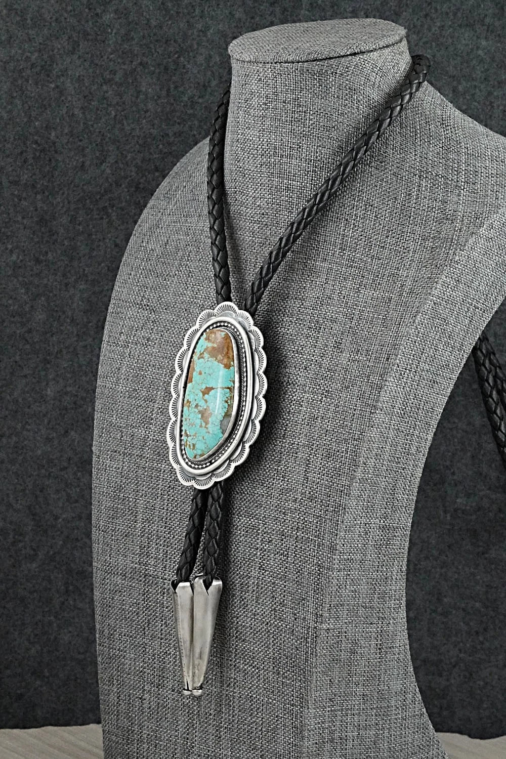 Turquoise & Sterling Silver Bolo Tie - Bobby Johnson