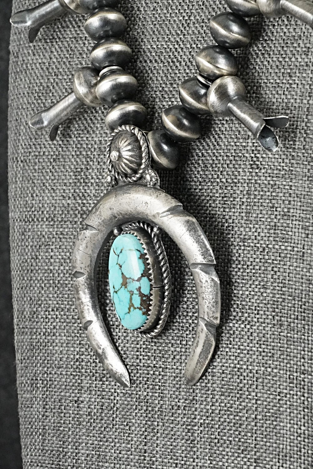Turquoise & Sterling Silver Squash Blossom Necklace - Preston Haley