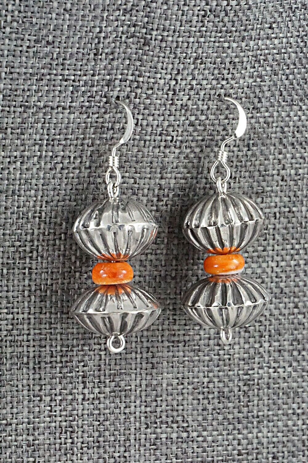 Spiny Oyster & Sterling Silver Navajo Pearl Earrings - Presley Haley