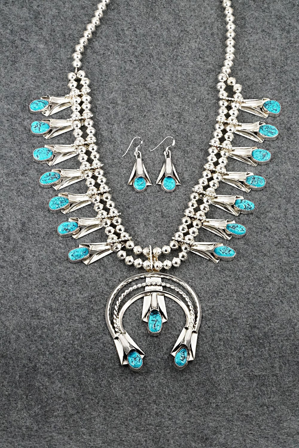 Turquoise & Sterling Silver Squash Blossom Set - Louise Yazzie