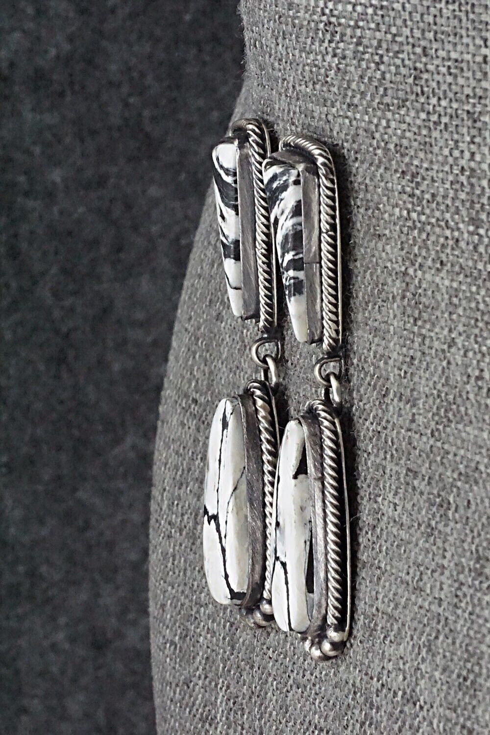 White Buffalo & Sterling Silver Earrings - Angela Martin