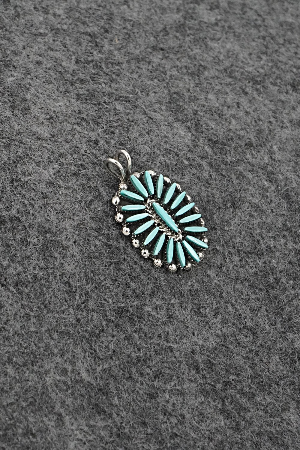 Turquoise & Sterling Silver Pendant - Fritzon Owaleon