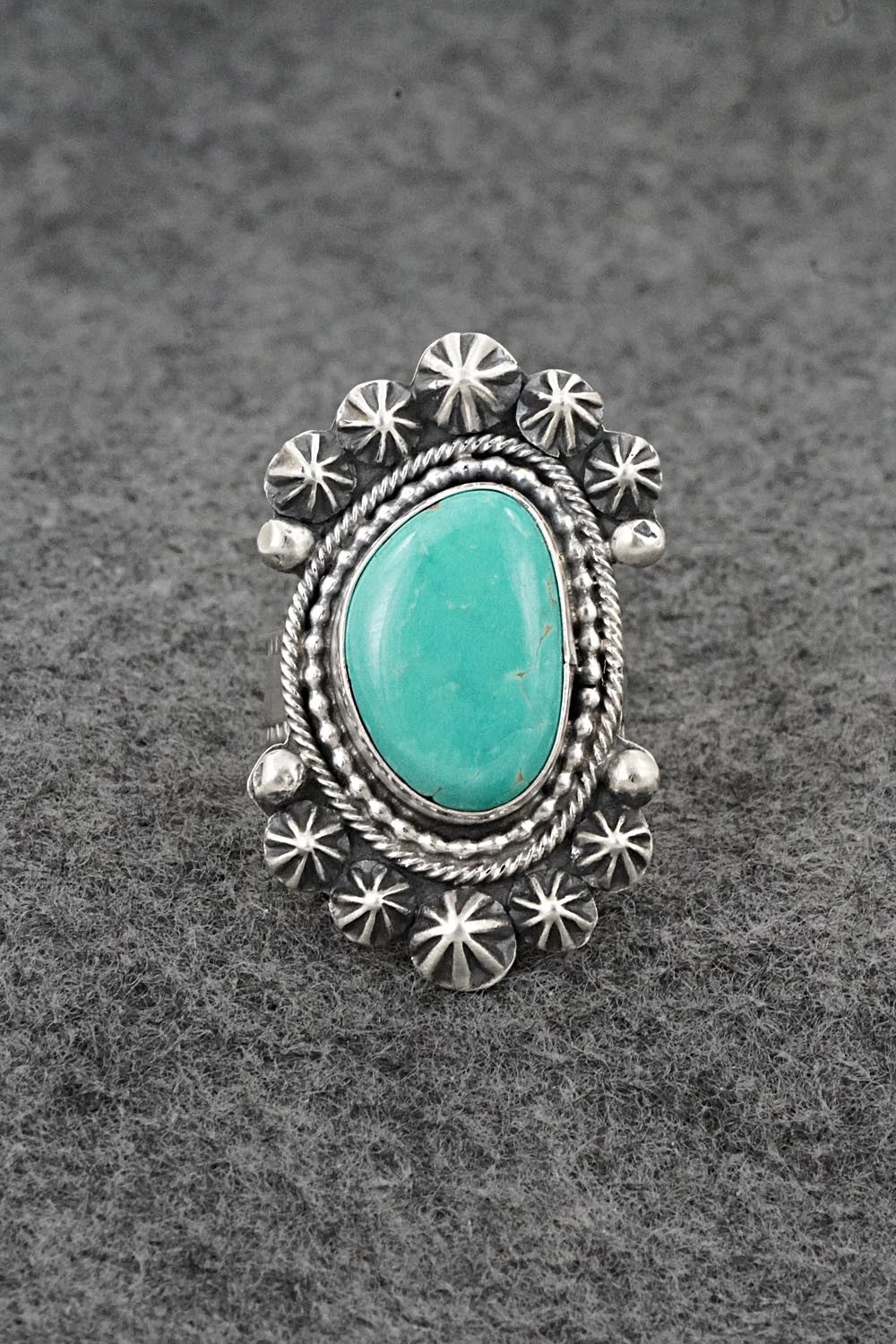 Turquoise & Sterling Silver Ring - Cordell Platero - Size Adjustable