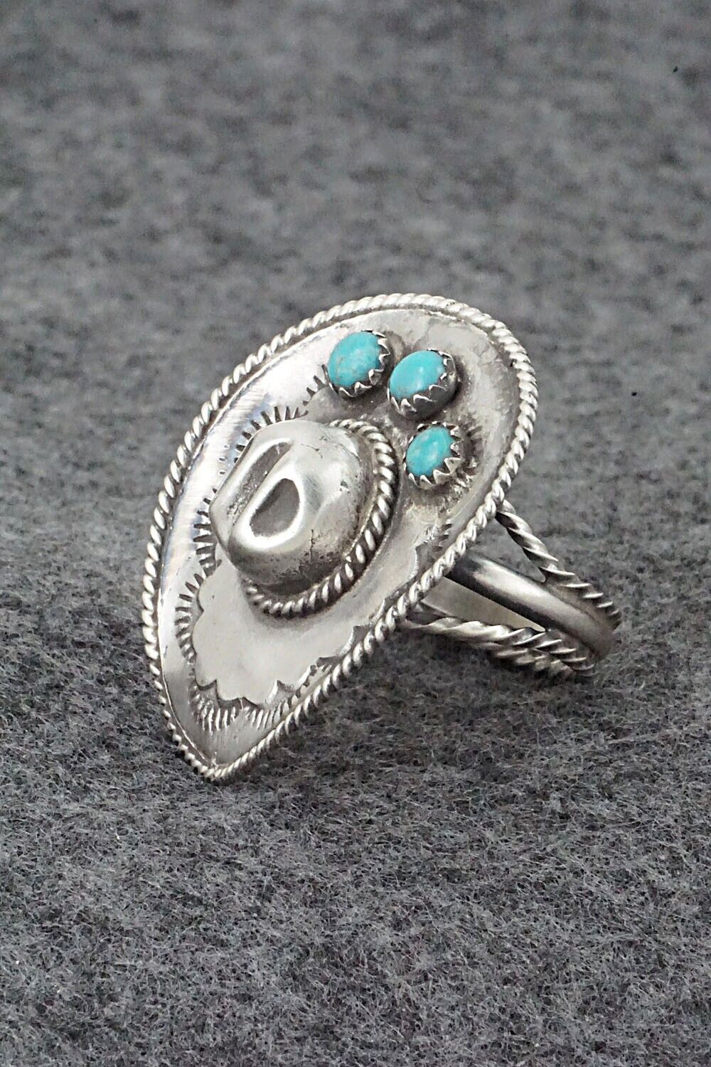 Turquoise & Sterling Silver Ring - Bobby Platero - Size 8