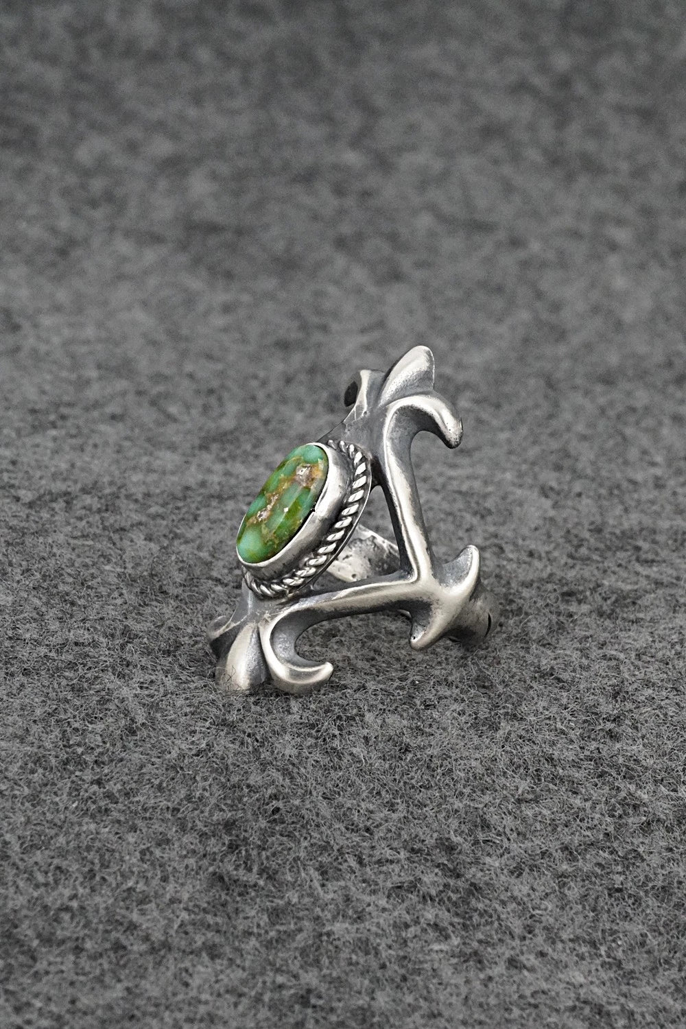 Turquoise & Sterling Silver Ring - Harrison Bitsue - Size 7