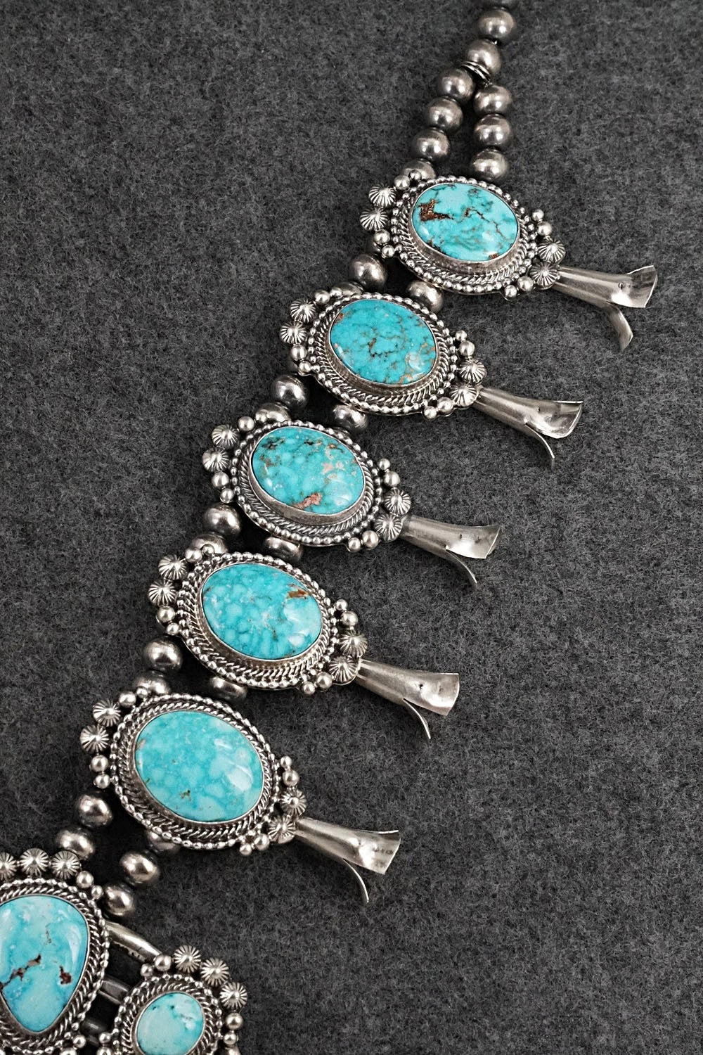 Turquoise & Sterling Silver Squash Blossom Set - Tom Lewis