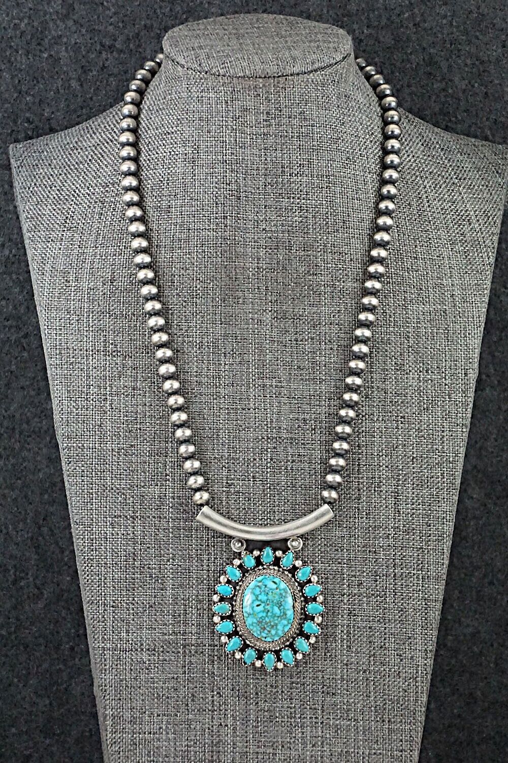 Turquoise & Sterling Silver Necklace - Tom Lewis