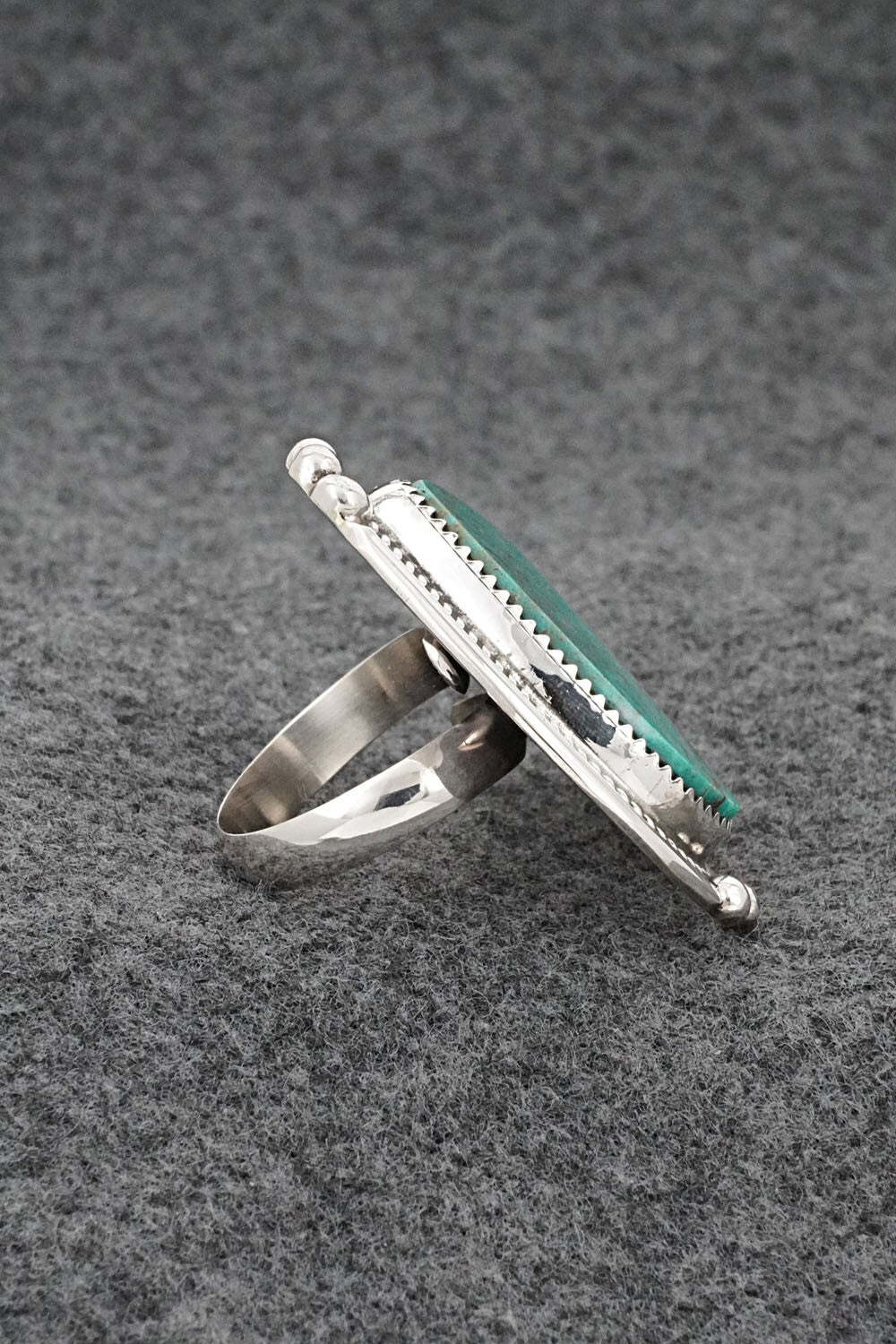 Turquoise & Sterling Silver Ring - Leslie Nez - Size 7 Adj.