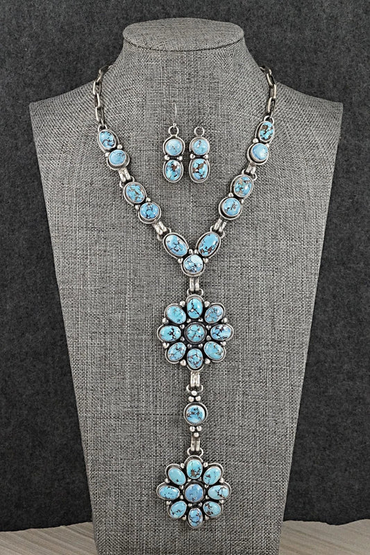 Turquoise & Sterling Silver Necklace and Earrings Set - Paul Livingston