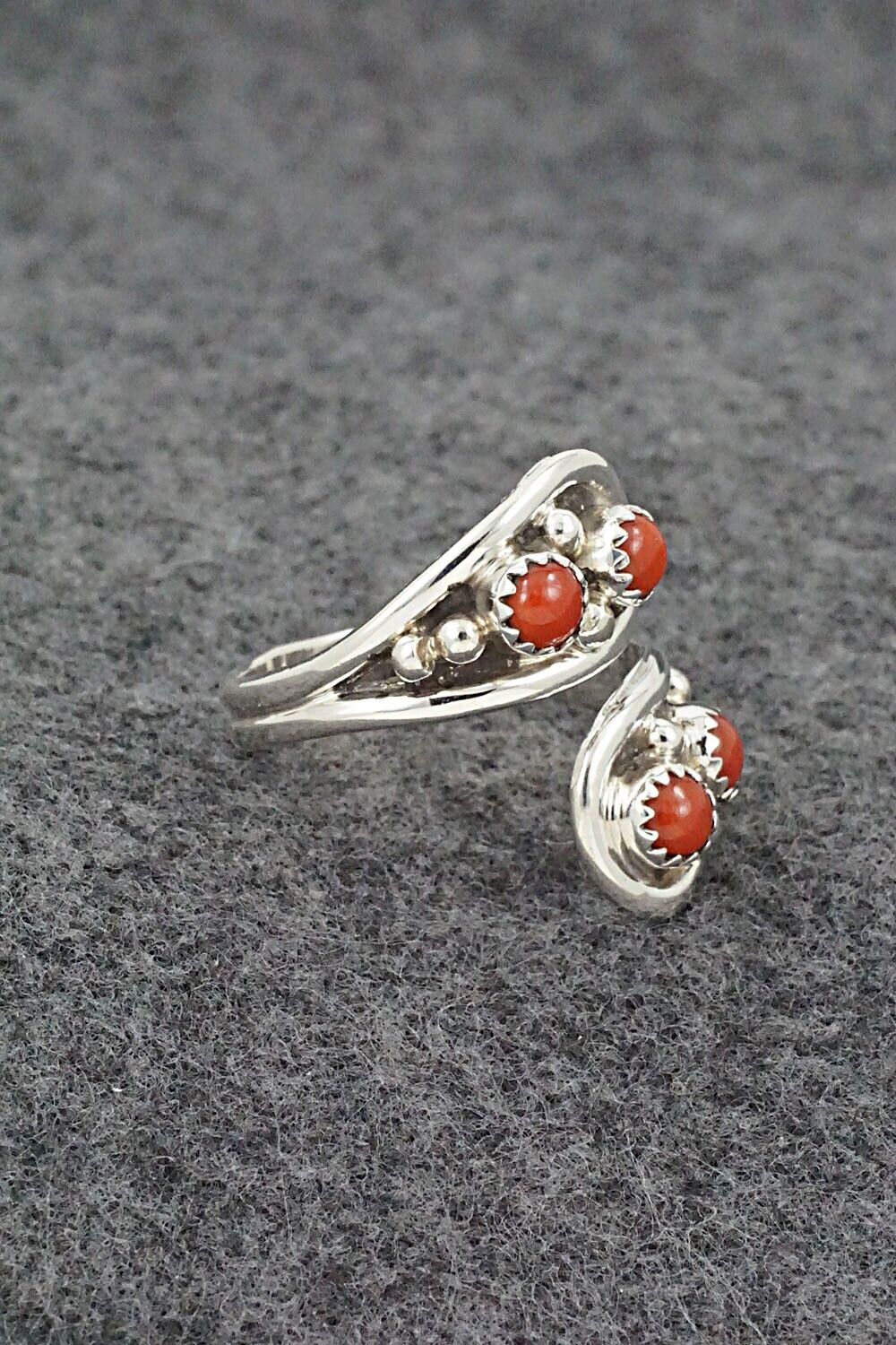 Coral & Sterling Silver Ring - Annette Chiquito - Size 10