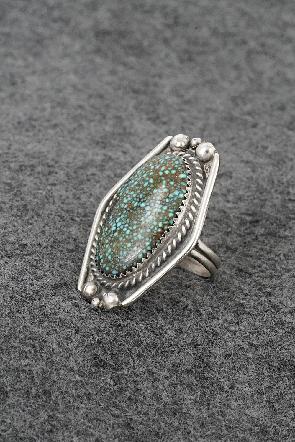 Turquoise & Sterling Silver Ring - Leslie Nez - Size 6.5