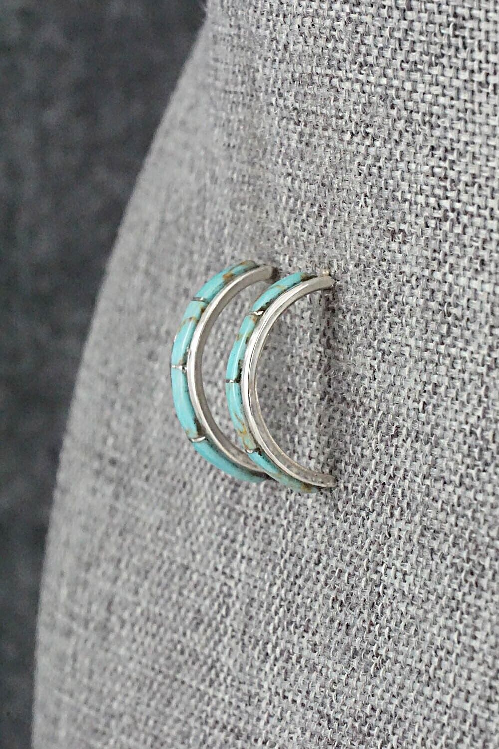 Turquoise & Sterling Silver Hoop Earrings - Alton Tom