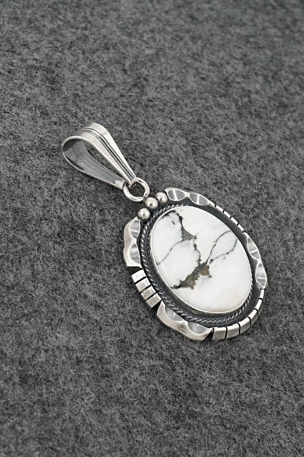 White Buffalo & Sterling Silver Pendant - Samuel Yellowhair