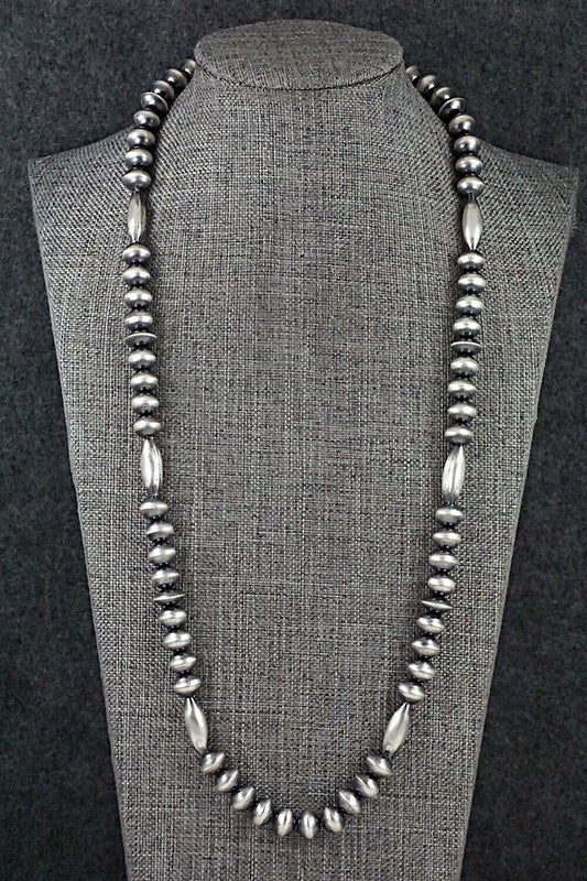 Sterling Silver Navajo Pearl Necklace 24" - Tonisha Haley