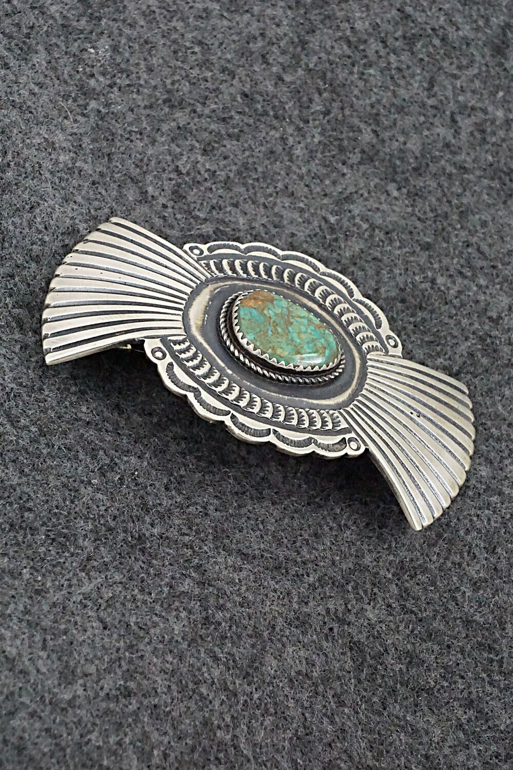 Turquoise & Sterling Silver Hair Barrette - Martha Cayatineto
