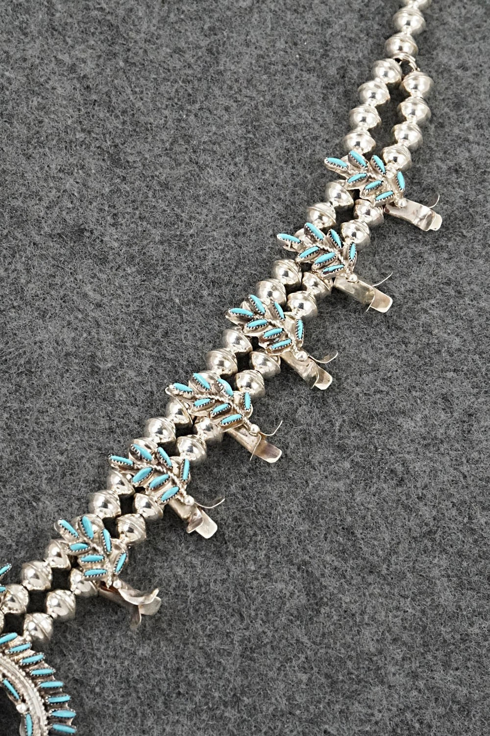 Turquoise & Sterling Silver Squash Blossom Set - Lorna Mahkee
