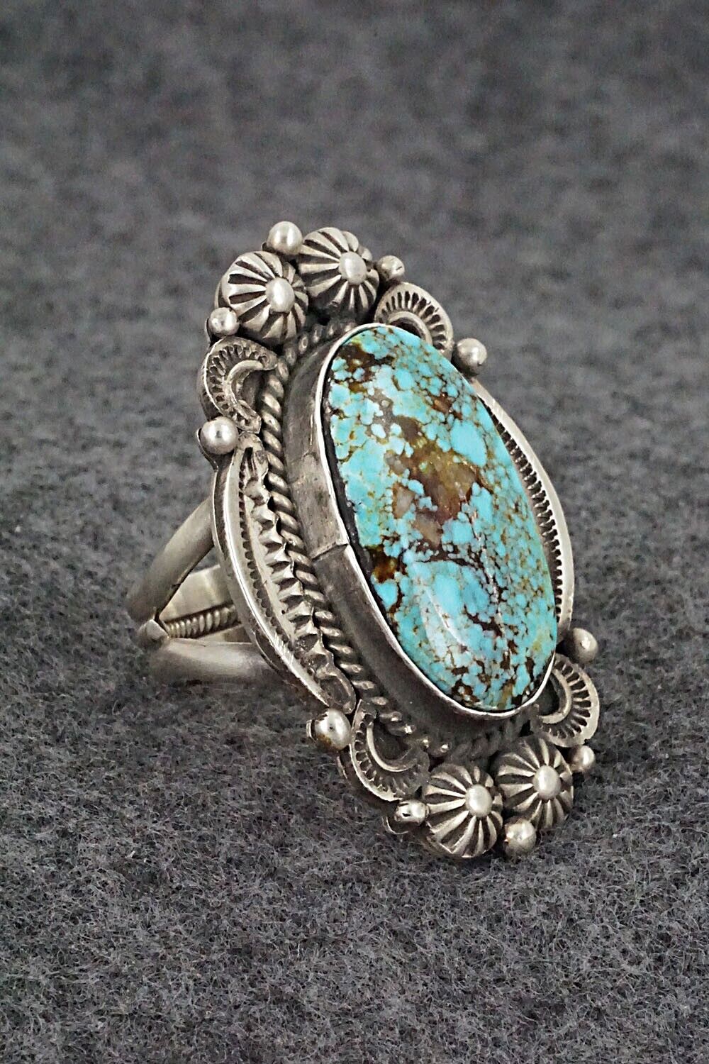 Turquoise & Sterling Silver Ring - Rosita Calladitto - Size 8.5