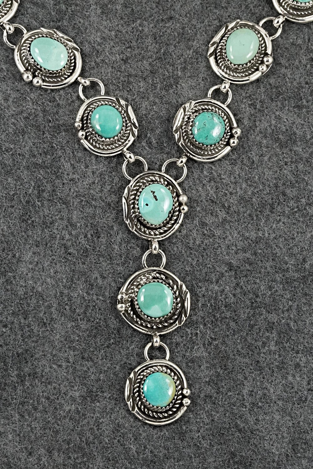 Turquoise & Sterling Silver Necklace and Earrings Set - Phil Nez