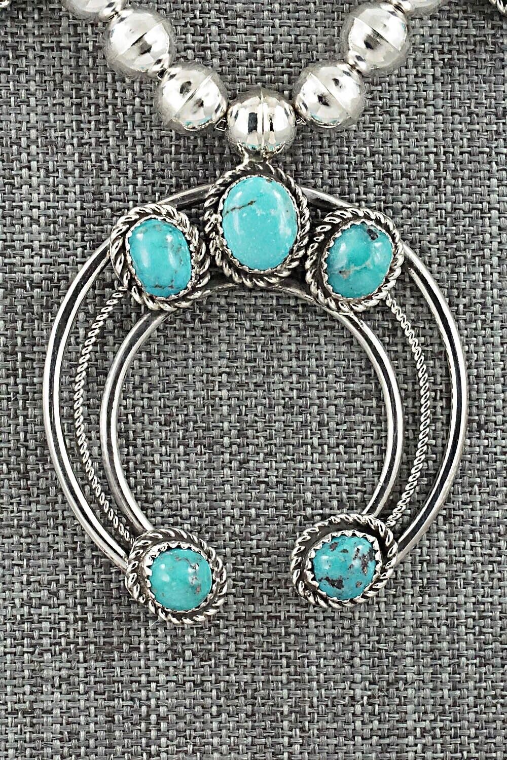 Turquoise & Sterling Silver Squash Blossom Necklace - Phil Garcia