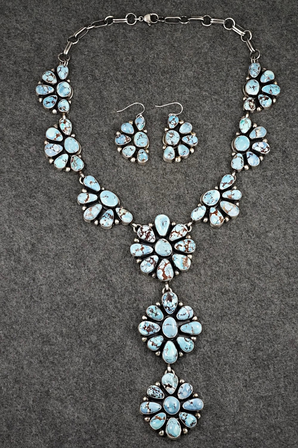 Turquoise & Sterling Silver Necklace and Earrings Set - Kathleen Livingston