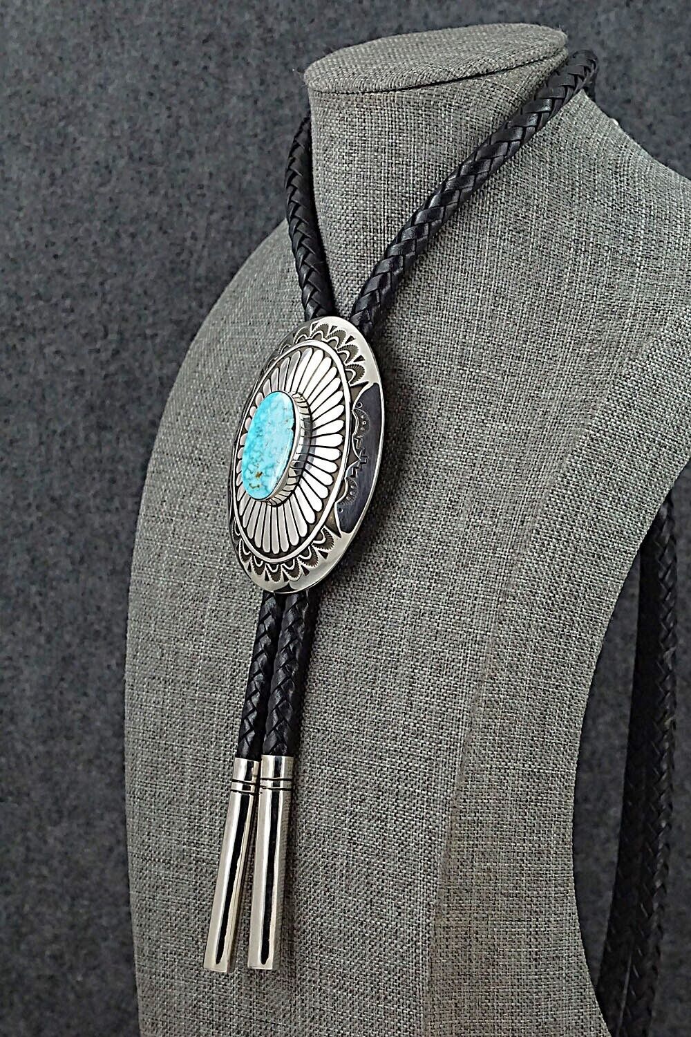 Turquoise & Sterling Silver Bolo Tie - Charlie John